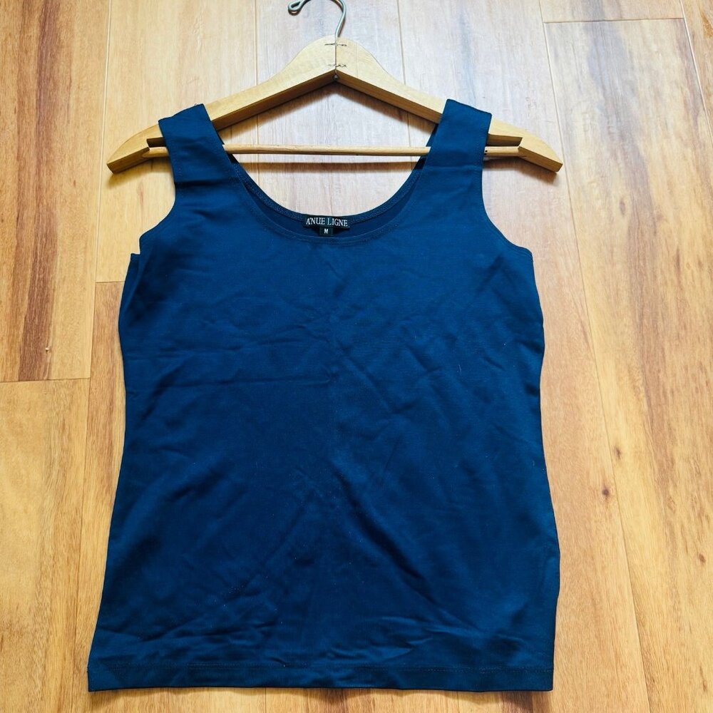 A'Nue Ligne Womens Round Neck Tank Top size M Navy
